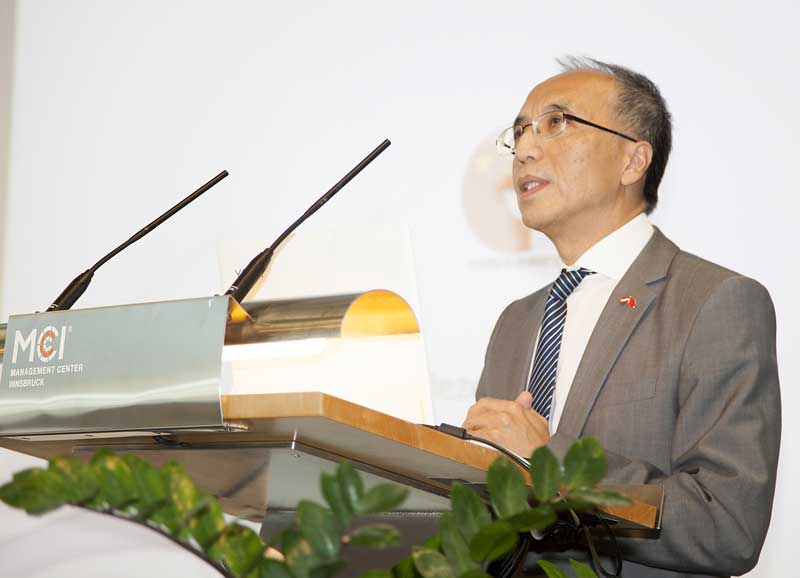 H.E. Li Xiaosi behind the lectern