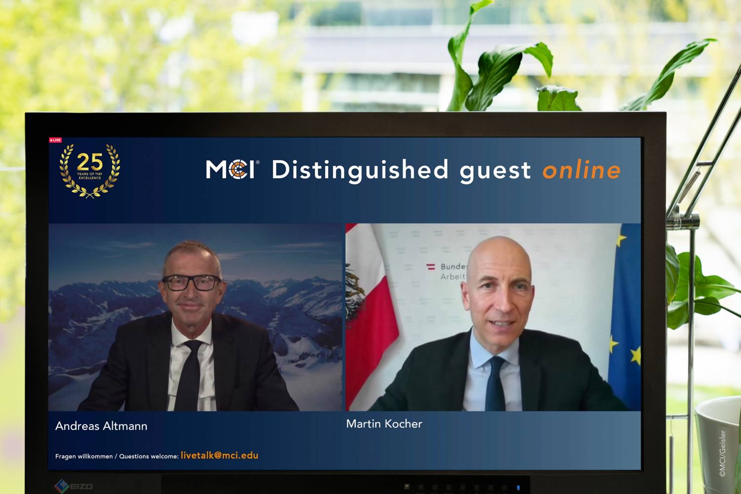 Bundesminister Martin Kocher im MCI Livetalk. Foto: MCI