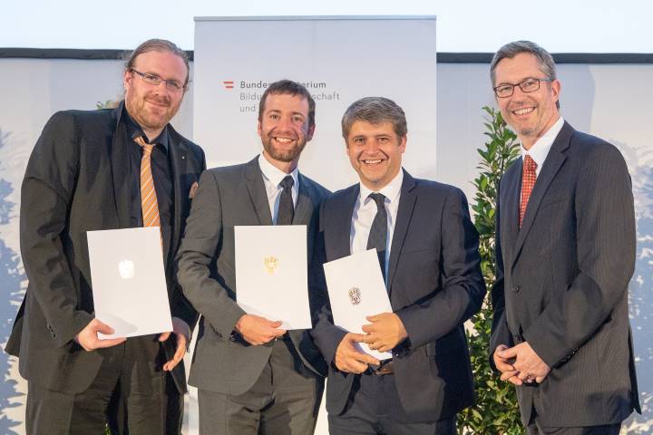 From left: Werner Stadlmayr, Harald Schöbel, Alexander Dumfort, Elmar Pichl, Austrian Federal Ministry of Education, Science and Research. Photo: BMBWF/Martin Lusser