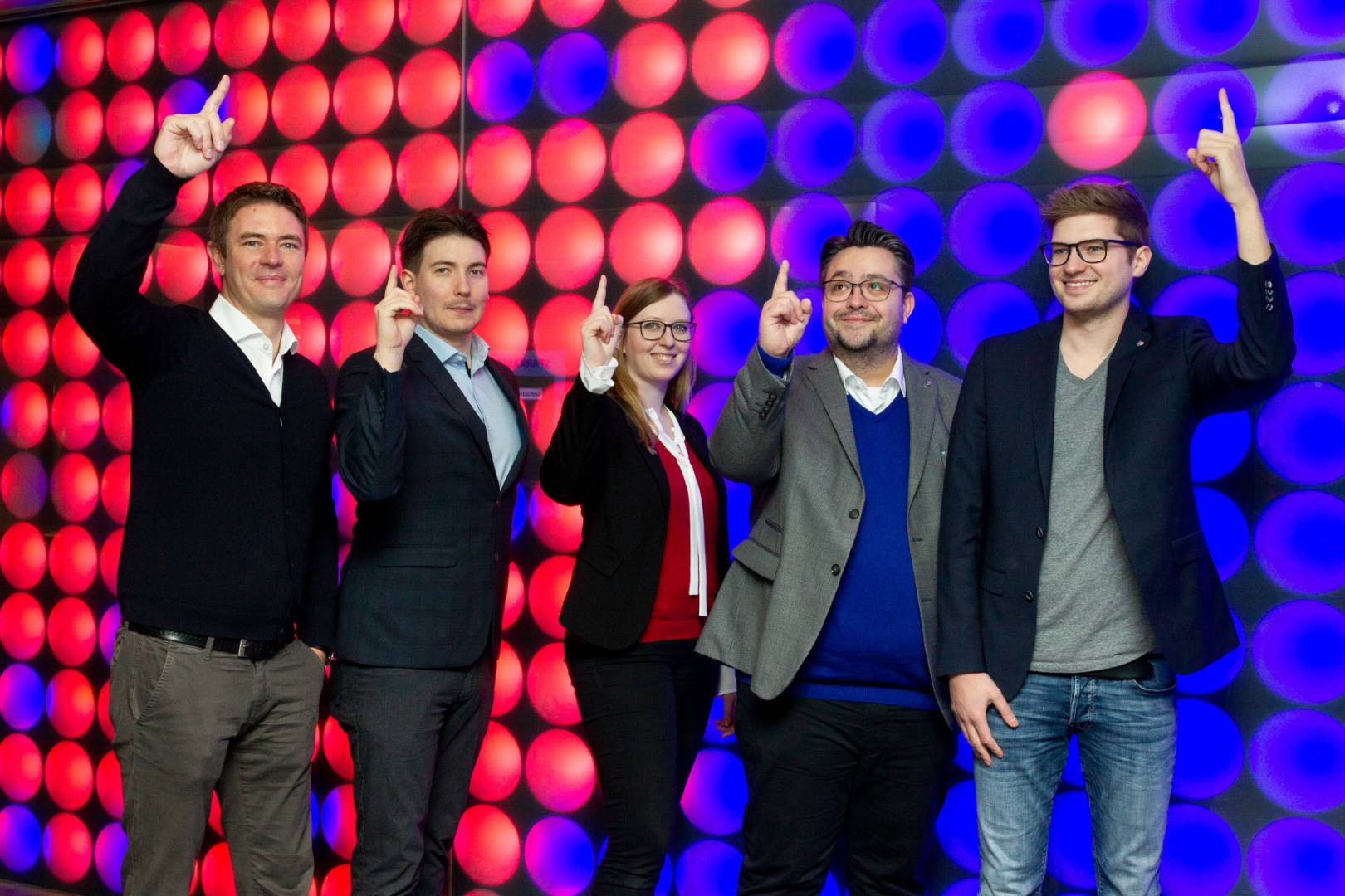 Delighted about the new devolopment: TheHolo-Light Founders, from left: Michael Oberlechner, Alexander Werlberger, Susanne Haspinger, Florian Haspinger, Luis Bollinger. Photo: Michael Kristen