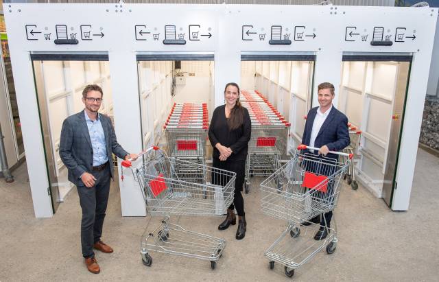 Start for safe shopping: disinfection of shopping carts with light