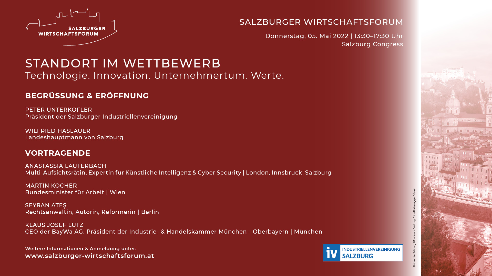 Das Programm des ersten Salzburger Wirtschaftsforums im Überblick. © Foto: Salzburg Tourismus / Breitegger Günter