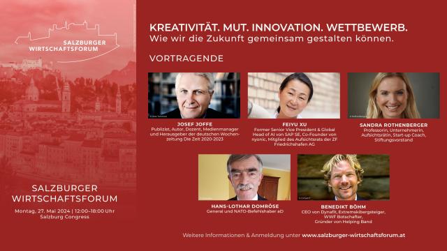 Top-class speakers at the Economic Forum Salzburg 2024 © see graphic