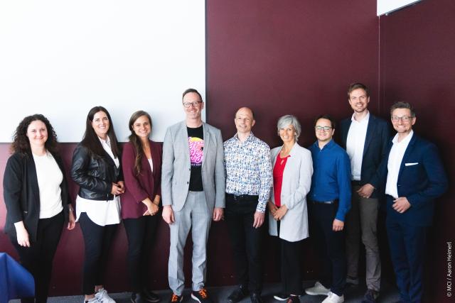 From left to right: Christine Pirhofer (MCI), Anita Zehrer (MCI), Lisa Spöck (Startup.Tirol), Michael Mairhofer (IV Tirol), Paul Ullmann (aws), Barbara Frick (Cemit GmbH), Johannes Waldner (MCI), Benjamin Suitner (MCI), and Michael Kraxner (MCI) © MCI / Aaron Heimerl
