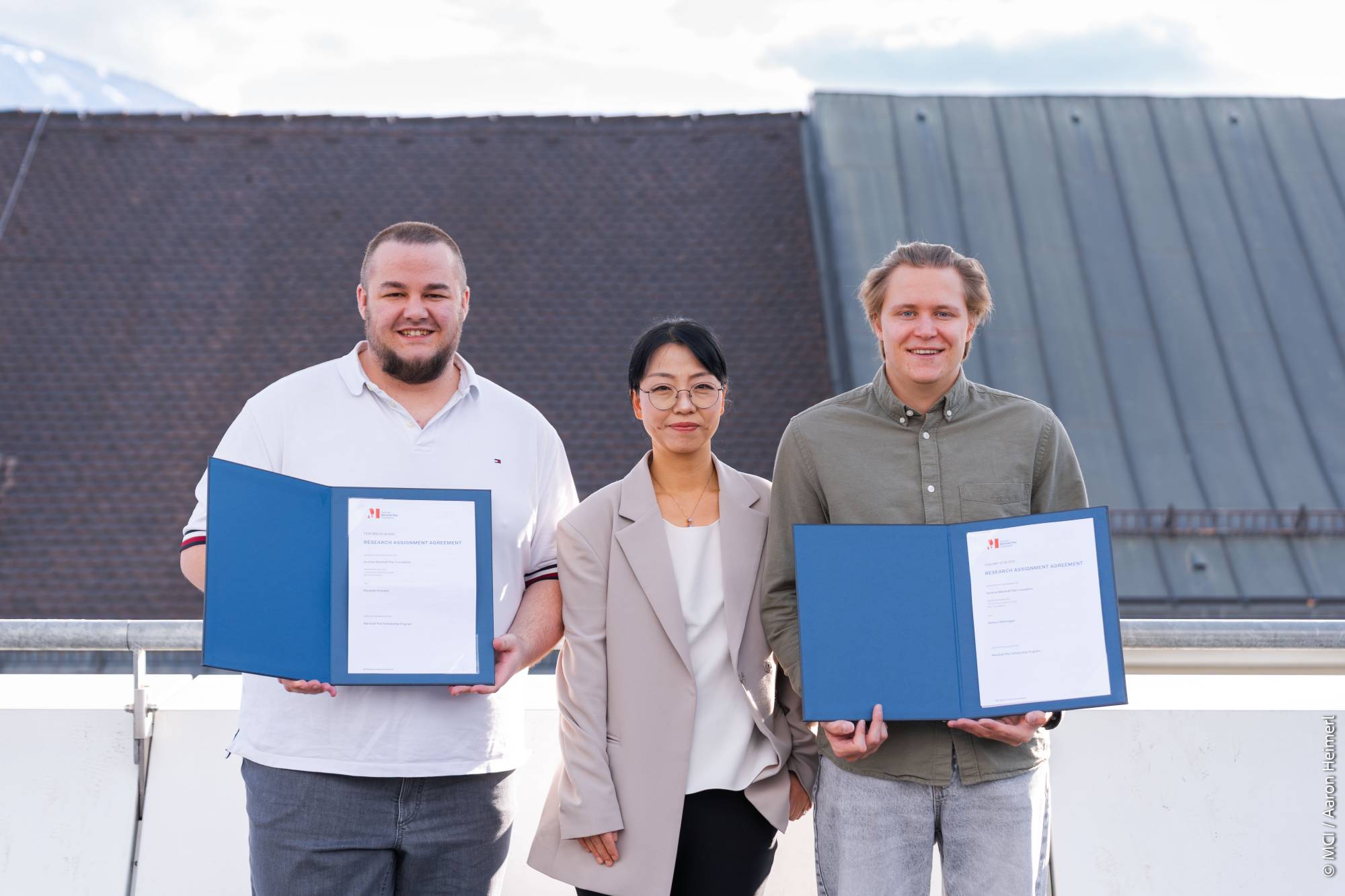 From left: Alexander Kometer, Yeongmi Kim (Professor Medical & Health Technologies), Markus Mitteregger ©MCI/Aaron Heimerl<br />