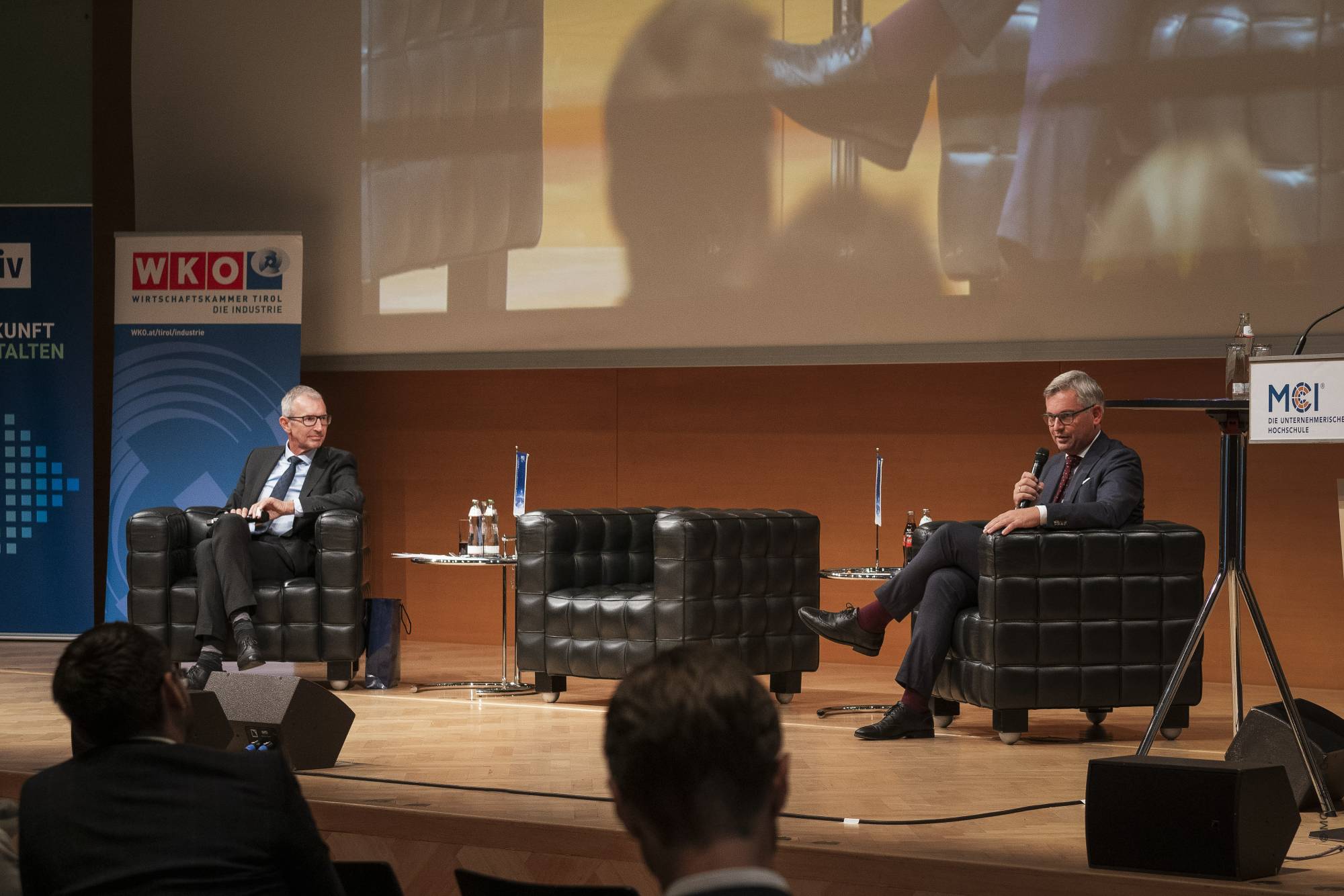 <p>MCI Rektor Andreas Altmann mit EU-Kommissar Magnus Brunner ©MCI/Anna Geisler</p>