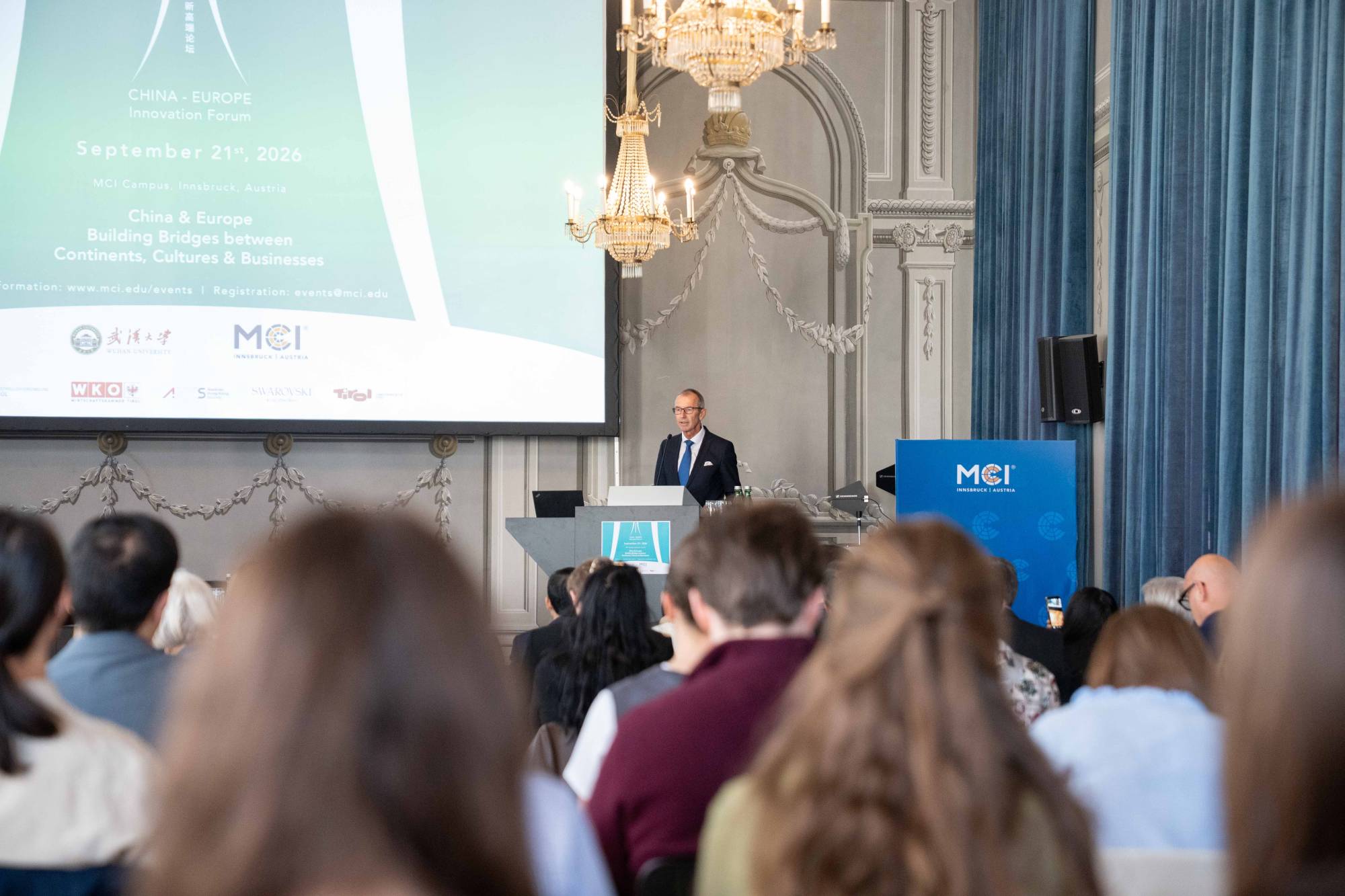 Speakers, partners, and guests from around the world gathered at the China–Europe Innovation Forum at MCI in Innsbruck ©MCI<br />