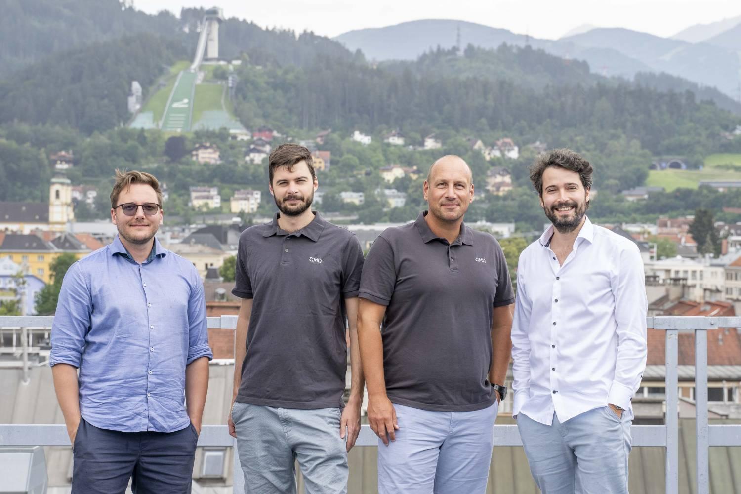<p>Project partners: Dominik Mair (University of Innsbruck), Max Mayr (GMD), Steve Weingarth (GMD), Manuel Ferdik (MCI) © MCI</p>