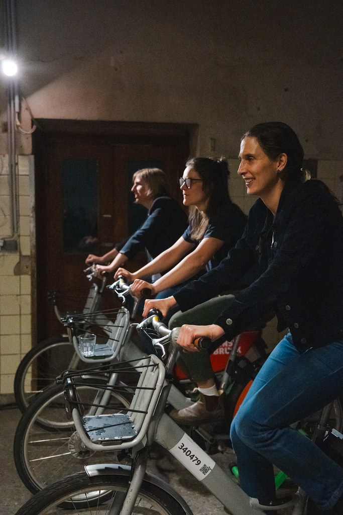 <p>At the award ceremony, electricity for the projector was generated by bicycles ©Nils Lang</p>