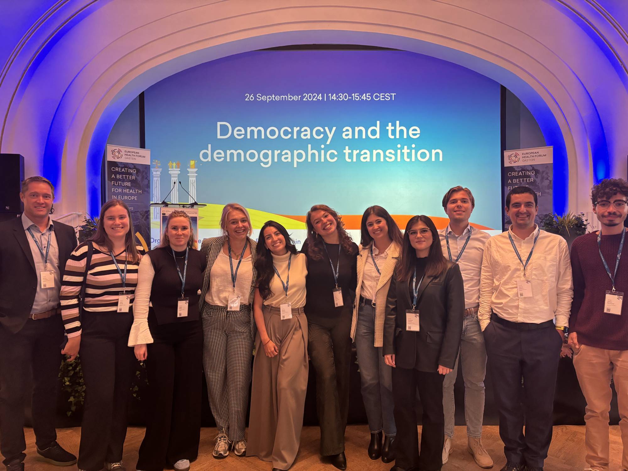 <p>Students and Prof. Dr. Markus Frischhut at the EHFG 2024 ©MCI</p>