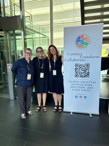 <p>V.ln.r.: Geraldine Graham (UWS Scotland) Iris Altenberger (MCI) und Karen Meixner (FH Joanneum) © MCI/Department Soziale Arbeit</p>