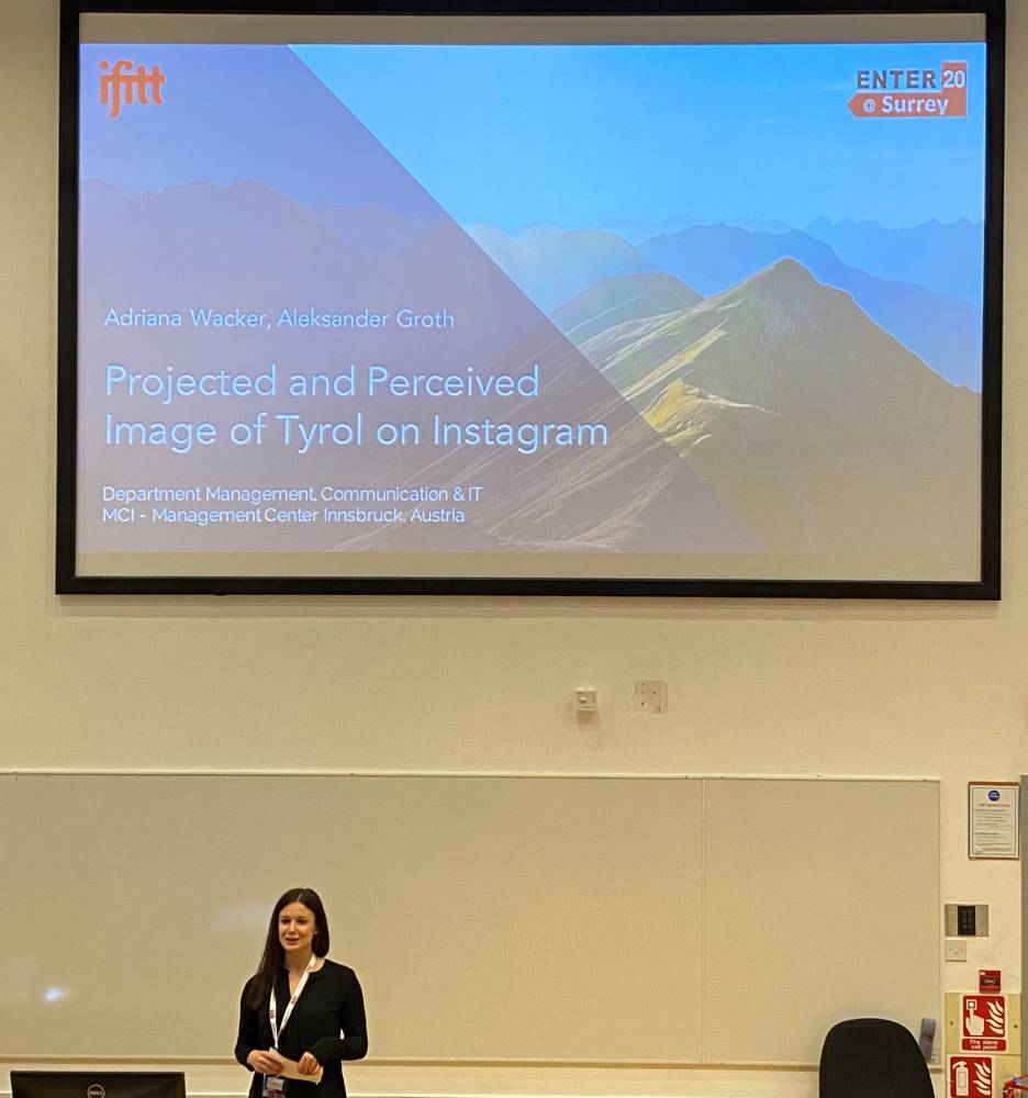 MCiT Lecturer Aleksander Groth and MCiT Master Alumna Adriana Wacker, BA MA presented their research results at the ENTER Conference 2020 in Surrey, UK